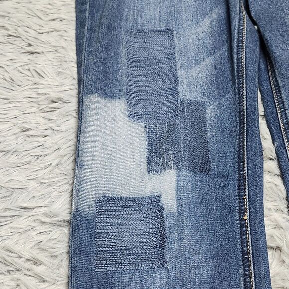 Kensie Jeans Skinny Crop Womens 4/27 4 Mid Rise Blue Distressed‎ Patchwork Denim - Picture 13 of 16